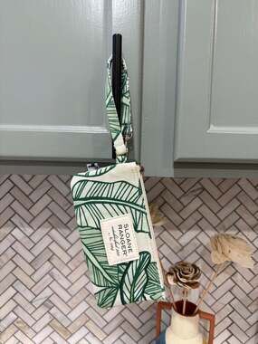 Sloane Ranger Banana Leaf Print Canvas Wristlet Pouch